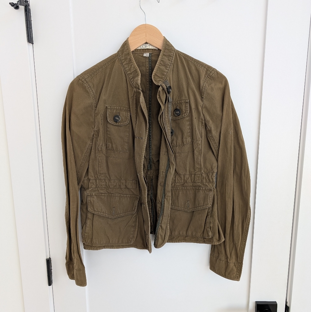 ✨4 for 12 LOFT Utility Military Jacket XS Olive Green Cargo Style